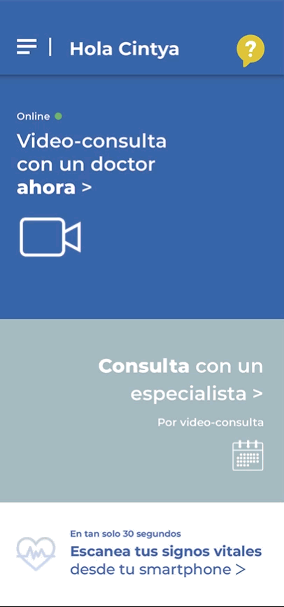 Menú de la app Mediclic